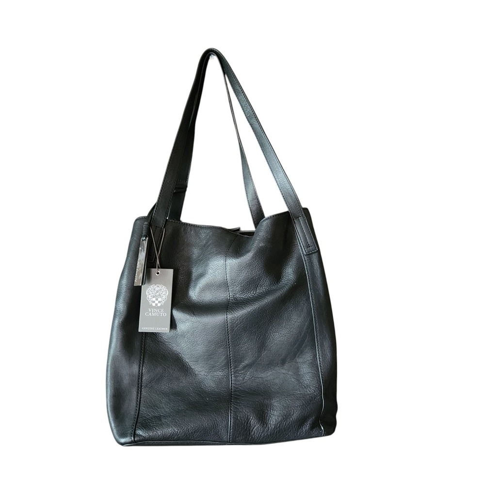 Genuine Leather‎ Tote Bag by Vince Camuto Purse Black Pockets NWT
